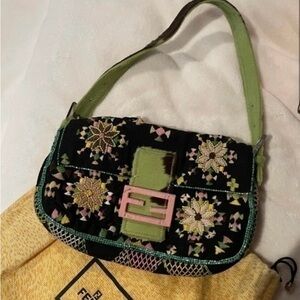 Fendi Vintage Beaded Baguette
Embellished Multicolor Green Pink Bag